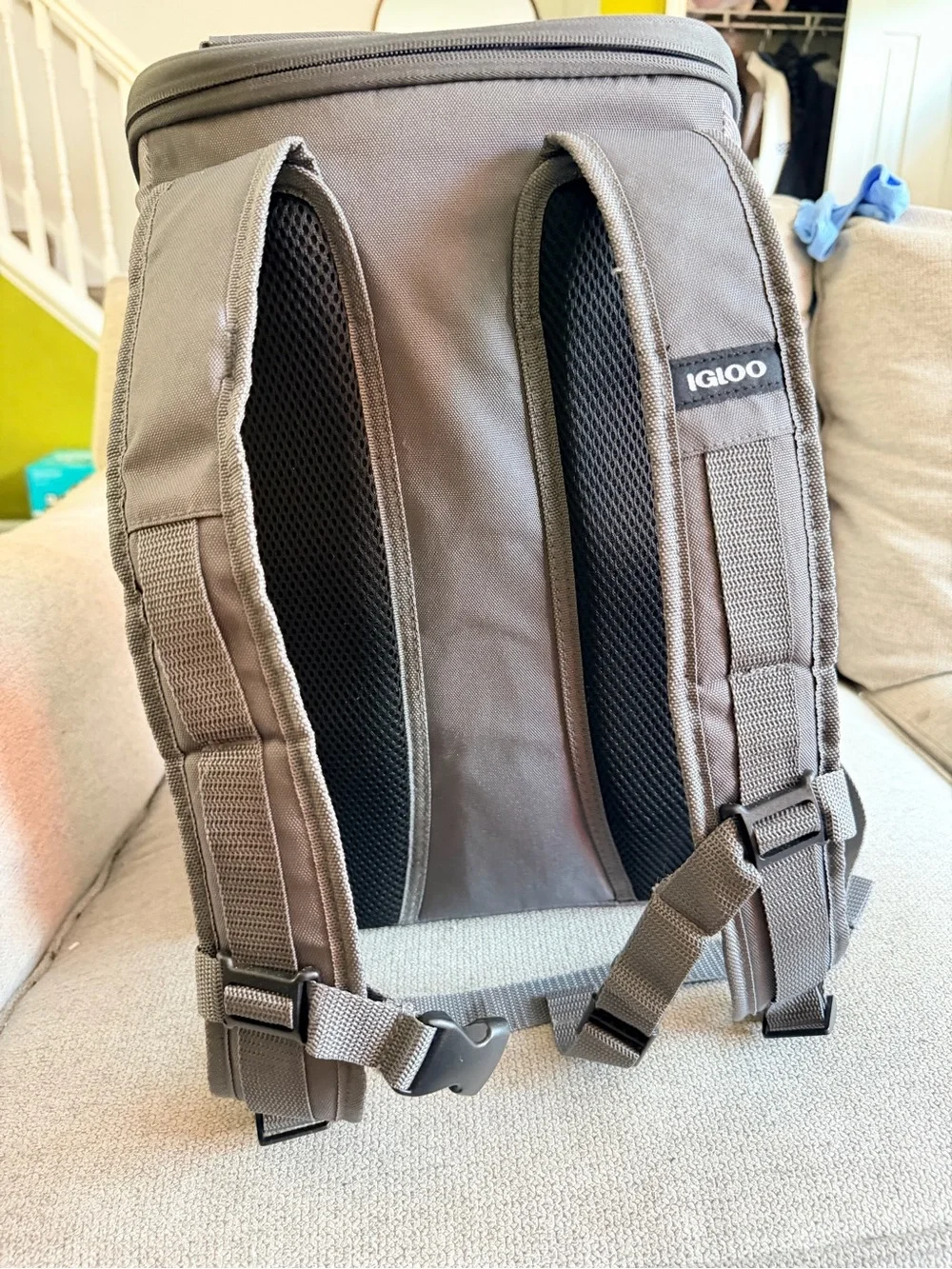 Igloo Gray Backpack Cooler with Blue Zipper Accents